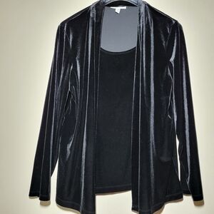 Black Velvet Vintage Women's Long Sleeve Layered Top